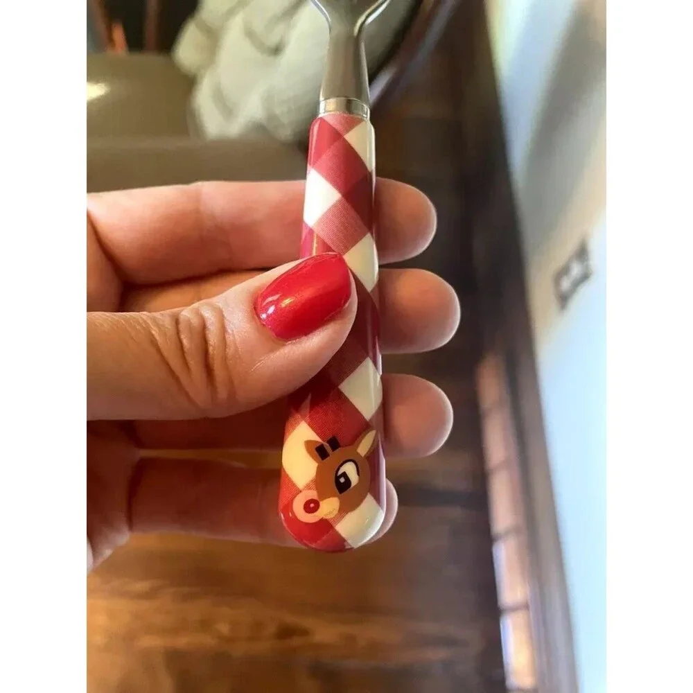 Pottery Barn Rudolph holiday Santa Christmas UTENSIL Plaid party School kid SET